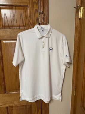 Peter Millar White Polo with Peter Millar Crown